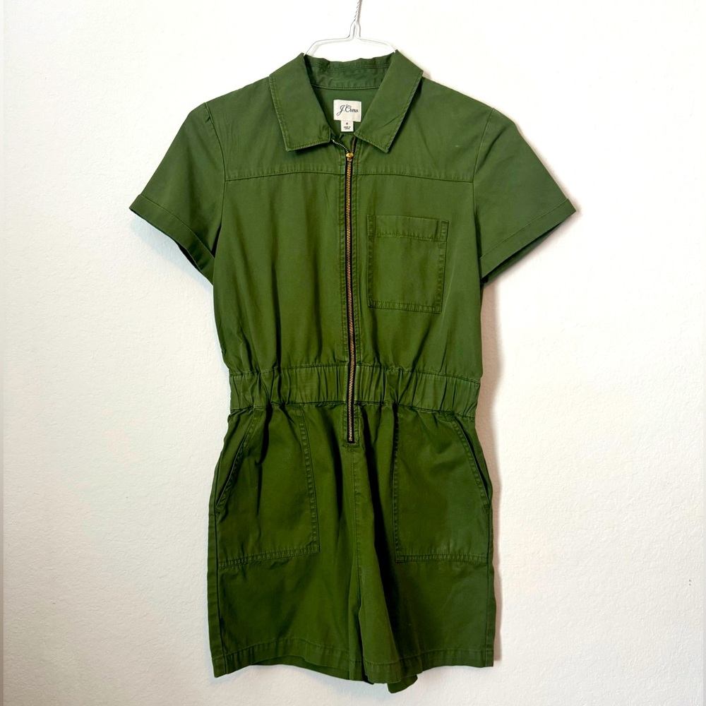 J Crew Shortalls Zip Front Romper